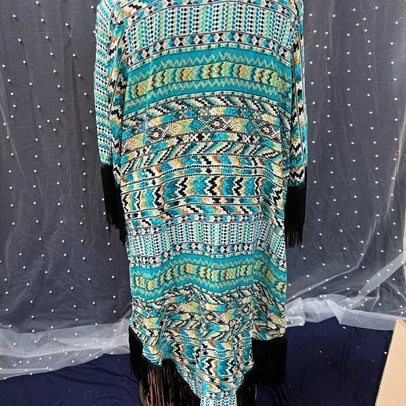 Love Tease Fringe Boho Retro Kimono Cardigan size large - Picture 7 of 10